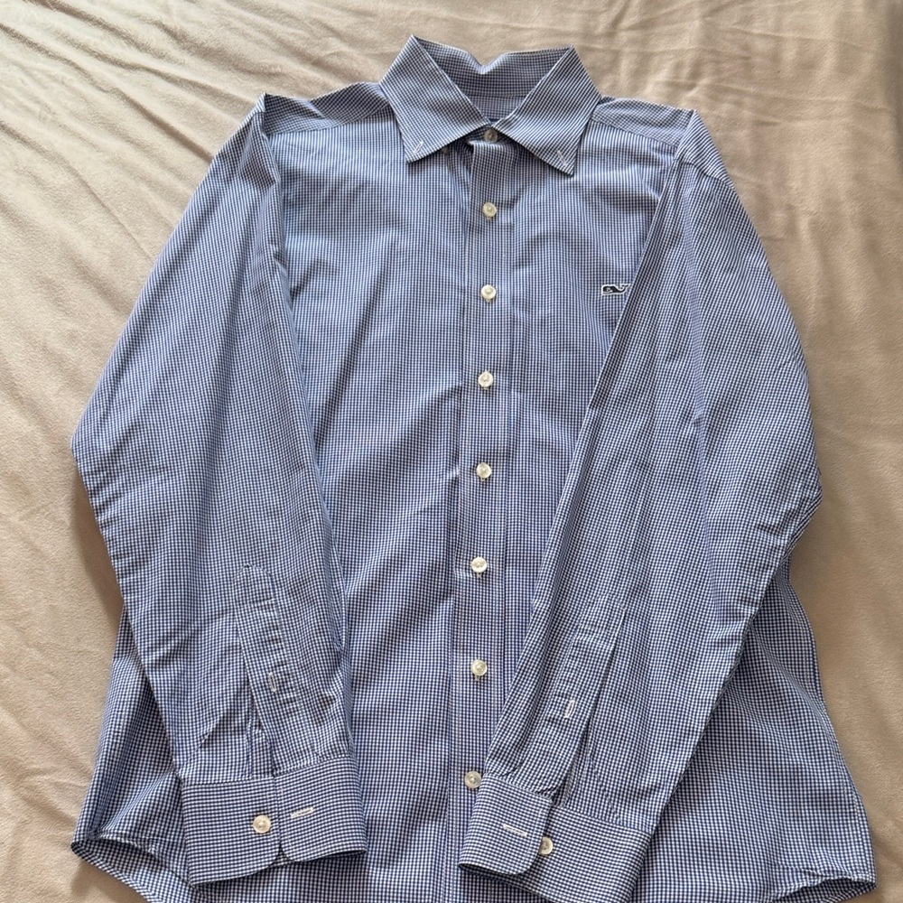 Vineyard Vines Navy Checkered Dress Shirt